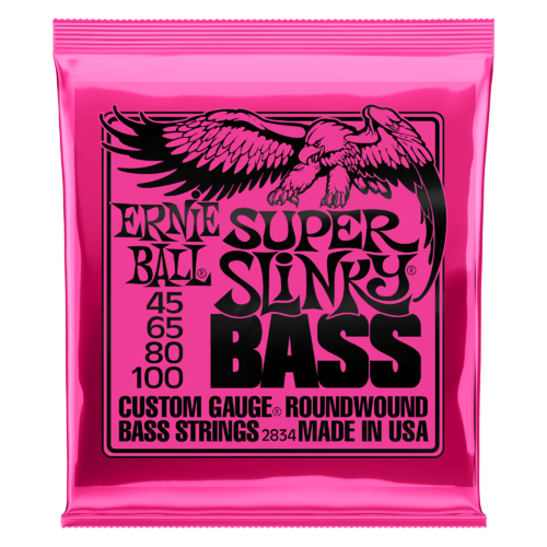 ERNIE BALL 2834 ROUNDWOUND Bass Guitar 4 String Set 45-100 Super Slinky