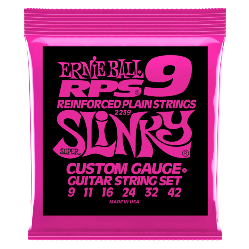ERNIE BALL 2239 RPS REINFORCED PLAIN STEEL Electric Guitar String Set 09-42 Super Slinky