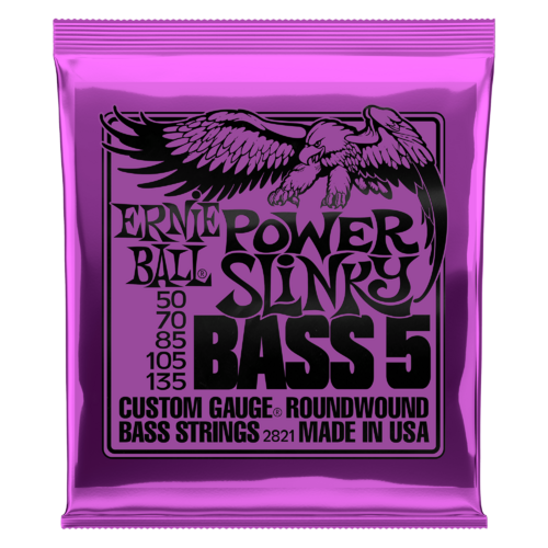 ERNIE BALL 2821 ROUNDWOUND Bass Guitar 5 String Set 50-135 Power Slinky
