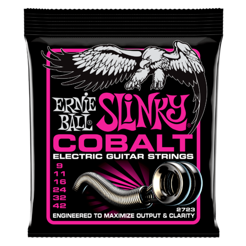 ERNIE BALL 2723 COBALT Electric Guitar String Set 09-42 Super Slinky Pink