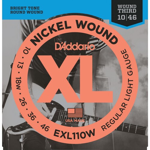 DADDARIO EXL110W Electric Guitar String Set 10-46 Nickel-Wound Regular Light Wound Third