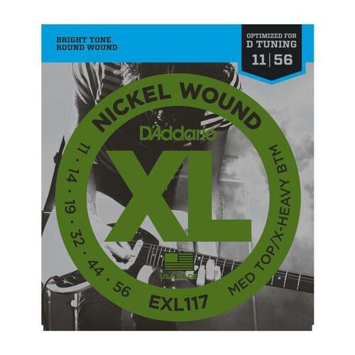 DADDARIO EXL117 Electric Guitar String Set 11-56 Nickel Wound Medium Top Heavy Bottom