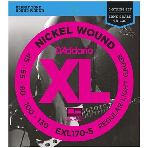 DADDARIO EXL170-5 Electric Bass 5 String Set 45-130 Nickel Round Wound Regular Light Long Scale
