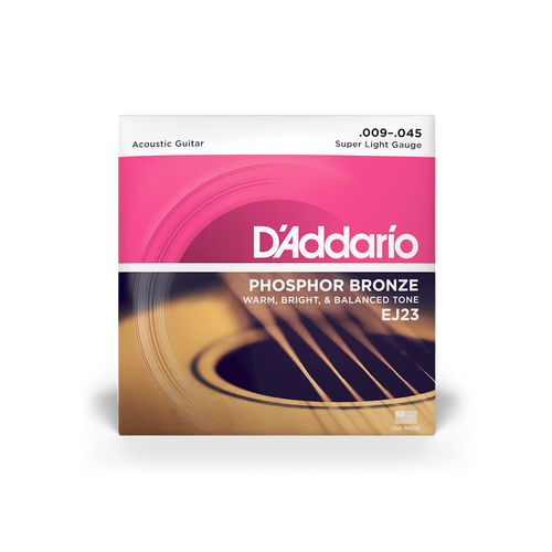 DADDARIO EJ23 Acoustic Guitar String Set 9-45 Phosphor Bronze Super Light