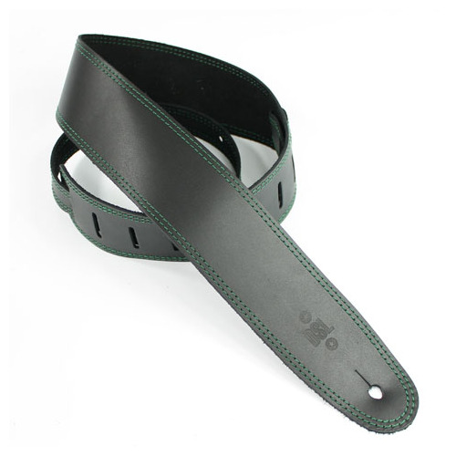 DSL 2.5 Inch Single Layer Strap in Black with Green Stitch SGE25-15-7