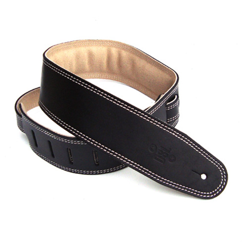 DSL 2.5 Inch Padded Suede Strap Black/Beige with Beige Stitch GES25-15-3