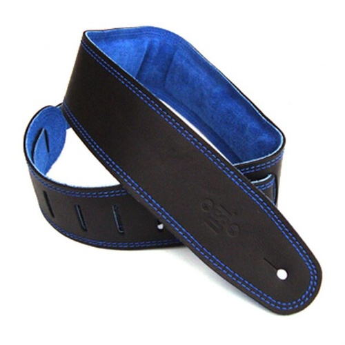 DSL 2.5 Inch Padded Suede Strap in Black/Blue with Blue Stitch GES25-15-8