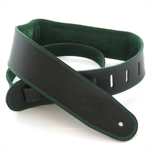 DSL 2.5 Inch Padded Suede Strap in Black/Green with Green Stitch GES25-15-7