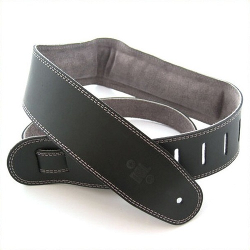 DSL 2.5 Inch Padded Suede Strap Black/Grey with Grey Stitch GES25-15-4