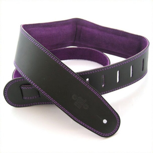 DSL 2.5 Inch Padded Suede Strap in Black/Purple with Purple Stitch GES25-15-9