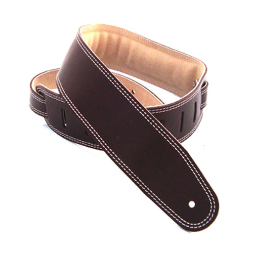 DSL 2.5 Inch Padded Suede Strap in Saddle Brown/Beige with Beige Stitch GES25-17-3