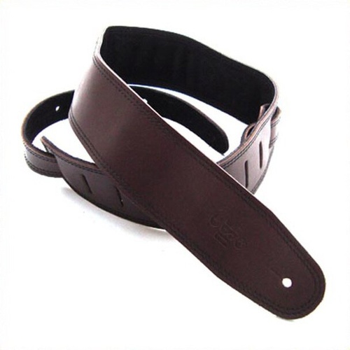 DSL 2.5 Inch Padded Suede Strap in Saddle Brown/Black with Black Stitch GES25-17-1