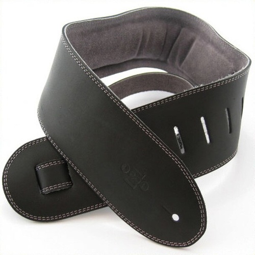 DSL 3.5 Inch Padded Suede Strap Black/Grey with Grey Stitch GES35-15-4