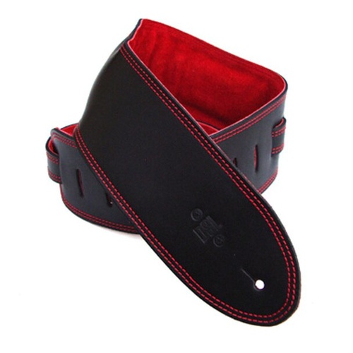DSL 3.5 Inch Padded Suede Strap in Black/Red with Red Stitch GES35-15-6