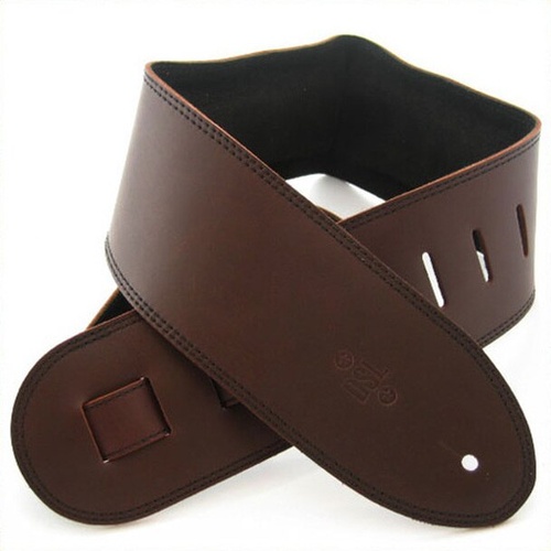 DSL 3.5 Inch Padded Suede Strap in Saddle Brown/Black with Black Stitch GES35-17-1