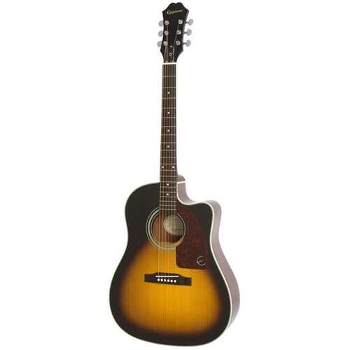 EPIPHONE AJ-210CE 6 String Dreadnought/Electric Cutaway Guitar in Vintage Sunburst