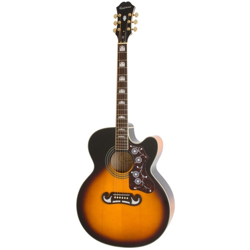 EPIPHONE EJ-200SCE 6 String Acoustic/Electric Cutaway Guitar in Vintage Sunburst 