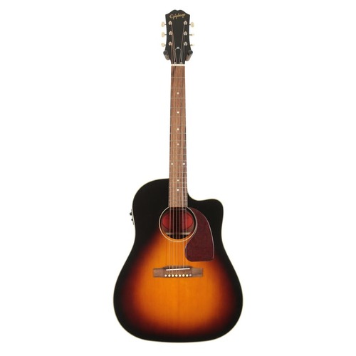 EPIPHONE MASTERBILT J45 EC 6 String Sloped Shoulder Dreadnought Cutaway Solid Mahogany Body with Solid Sitka Spruce Top in Aged Vintage Sunburst Gloss