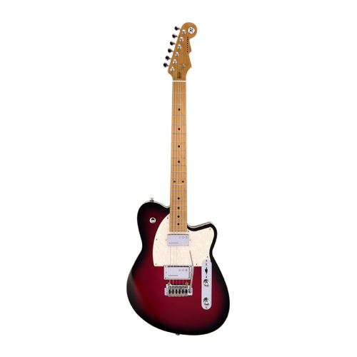 REVEREND CROSSCUT W 6 String Electric Guitar with Wilkinson Tremolo Roasted Maple Neck in Metallic Red Burst