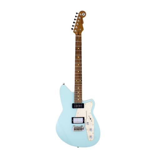 REVEREND DOUBLE AGENT W 6 String Electric Guitar with Wilkinson Tremolo Roasted Maple Neck in Chronic Blue