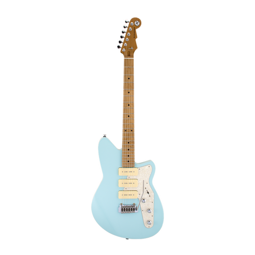 REVEREND JETSTREAM 390 6 String Electric Guitar with Wilkinson Tremolo Roasted Maple Neck in Chronic Blue