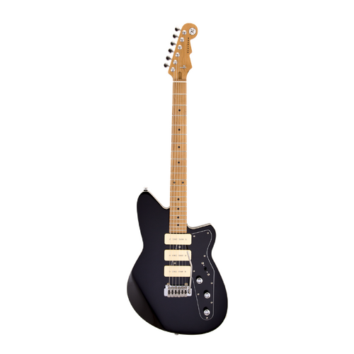 REVEREND JETSTREAM 390 6 String Electric Guitar with Wilkinson Tremolo Roasted Maple Neck in Midnight Black
