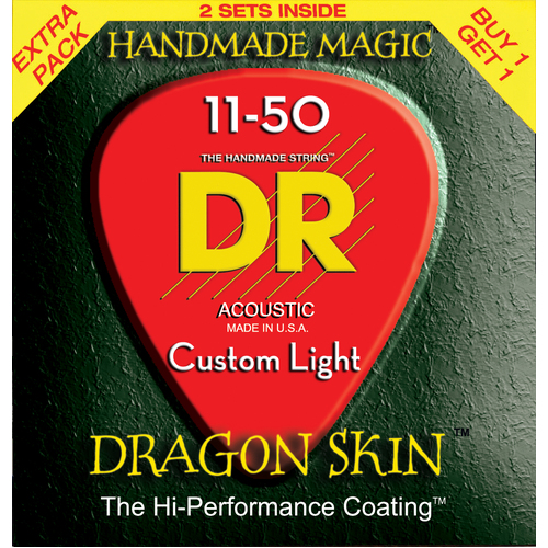 DR DRAGON SKIN 11/50 Acoustic Strings Set Custom Light DSA-2/11 (2 Pack)