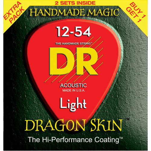 DR DRAGON SKIN 12/54 Acoustic Strings Set Light DSA2-12 (2 Pack)