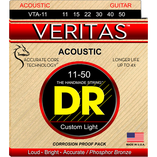 DR VERITAS 11/50 Acoustic Strings Set Custom Light VTA-11