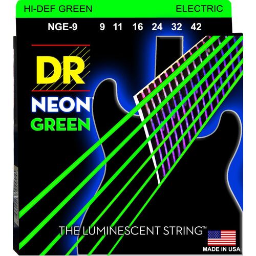 DR HI-DEF NEON GREEN 9/42 Electric Strings Set Light NGE-9