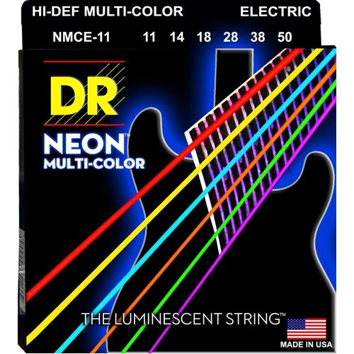 DR HI-DEF NEON MULTICOLOUR 11/50 Electric Strings Set Heavy NMCE-11