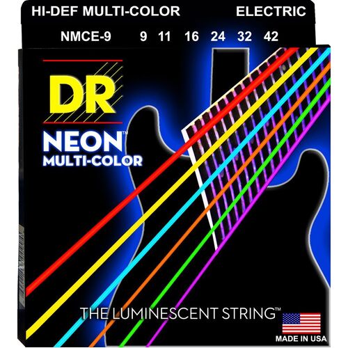 DR HI-DEF NEON MULTICOLOUR Electric Strings Set Light 09/42 NMCE-9