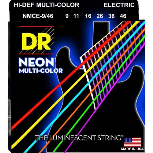DR HI-DEF NEON MULTICOLOUR Electric Strings Set Light/Heavy 09/46 NMCE-9/46