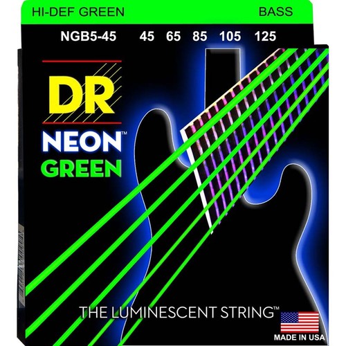 DR HI-DEF NEON GREEN Bass 5 String Set Medium 45/125 NGB5-45
