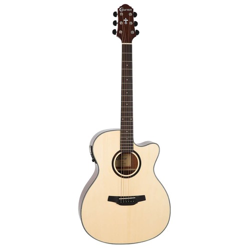 CRAFTER HT-250CE/N 6 String Orchestra/Electric Cutaway Guitar Spruce Top in Gloss with Gig Bag 600723