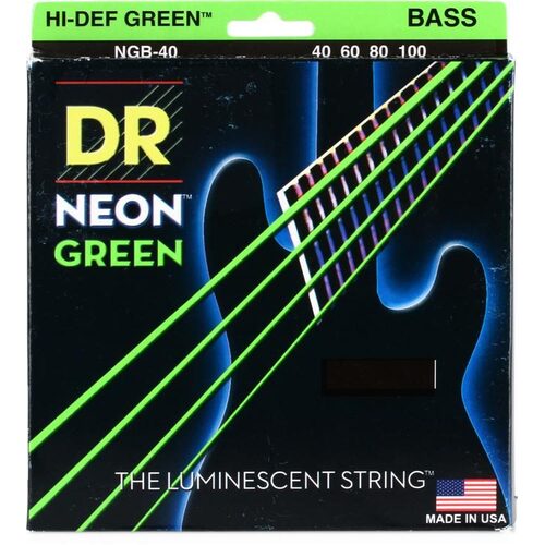 DR HI-DEF NEON GREEN 40/100 Bass Strings Set Light NGB-40