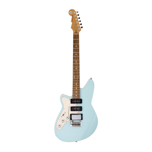 REVEREND SIX GUN HPP 6 String Left Hand Electric Guitar with Wilkinson Tremolo Roasted Maple Neck in Chronic Blue