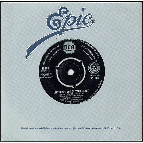 VAUGHN MONROE Left Right Out Of Your Heart/Double Dutch 1958 Single